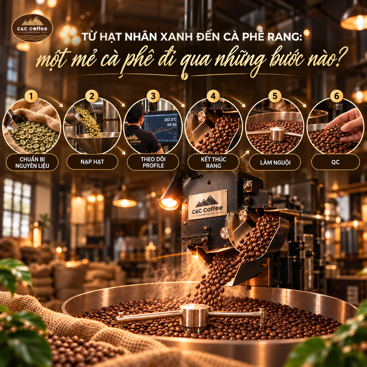 Quy Trình Rang Cà Phê: Từ Hạt Nhân Xanh Đến Thành Phẩm