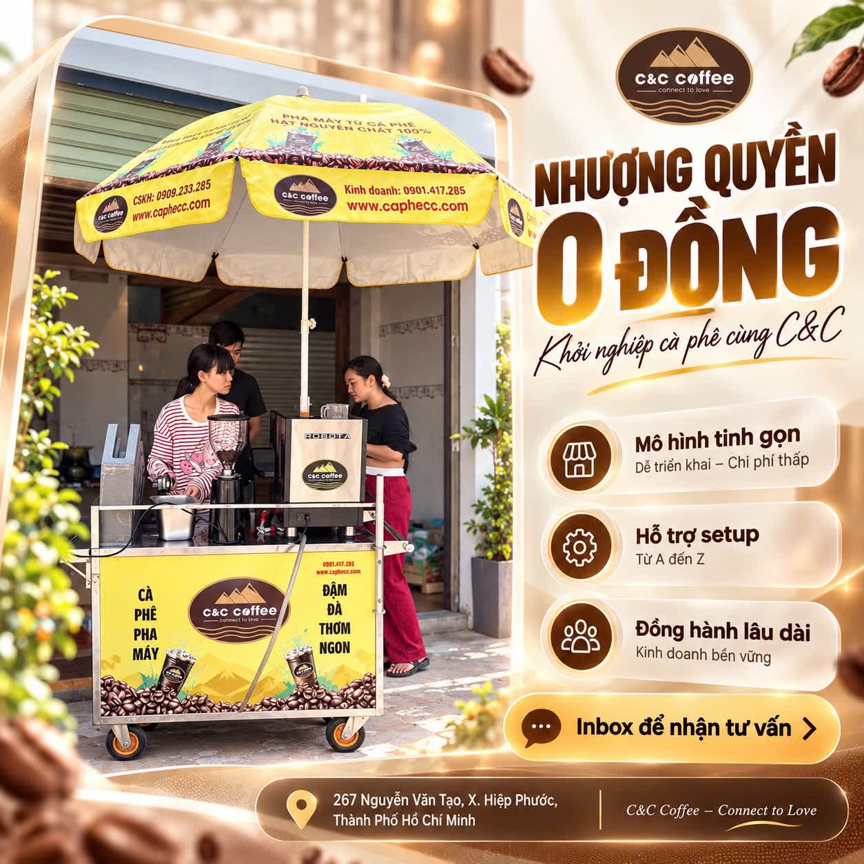 Điểm bán cà phê nhượng quyền C&C tại 267 Nguyễn Văn Tạo, Hiệp Phước, TP.HCM