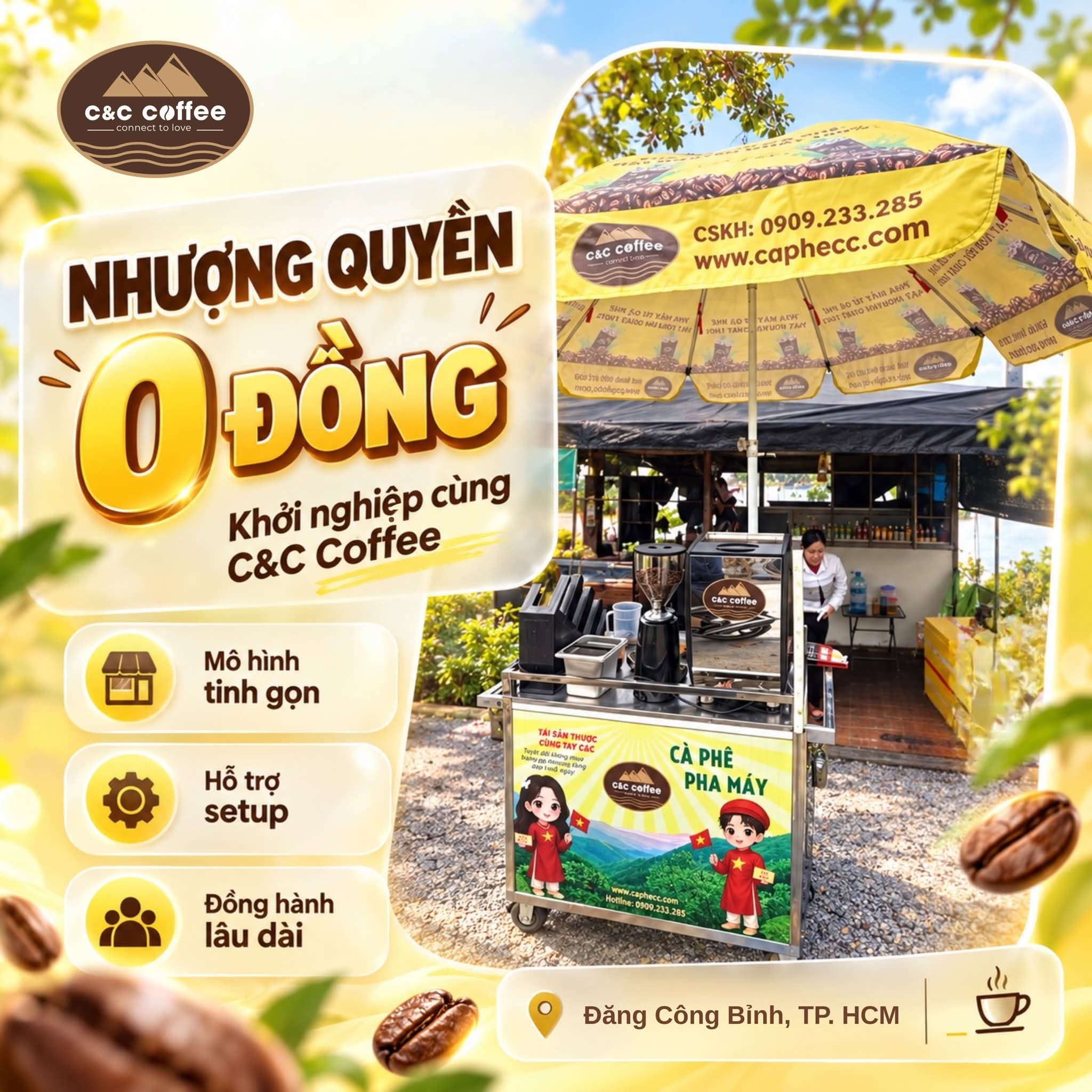 Cà phê nhượng quyền 0 đồng: C&C đón thêm điểm bán mới